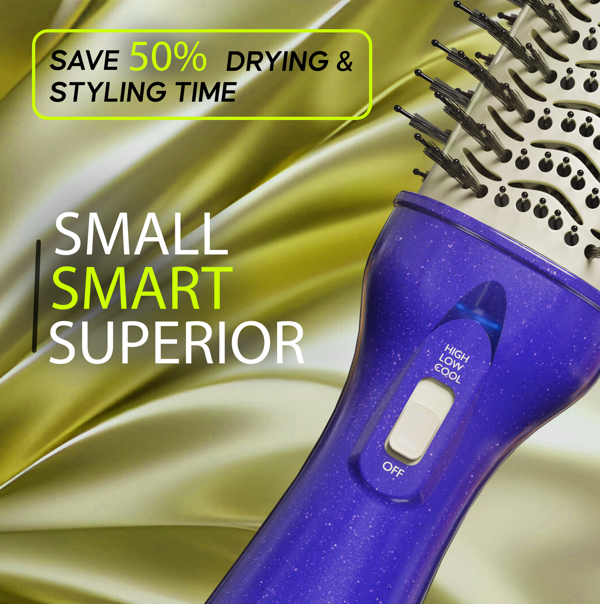 Blowout Hot Air Hair Dryer Brush - Violet & Gold