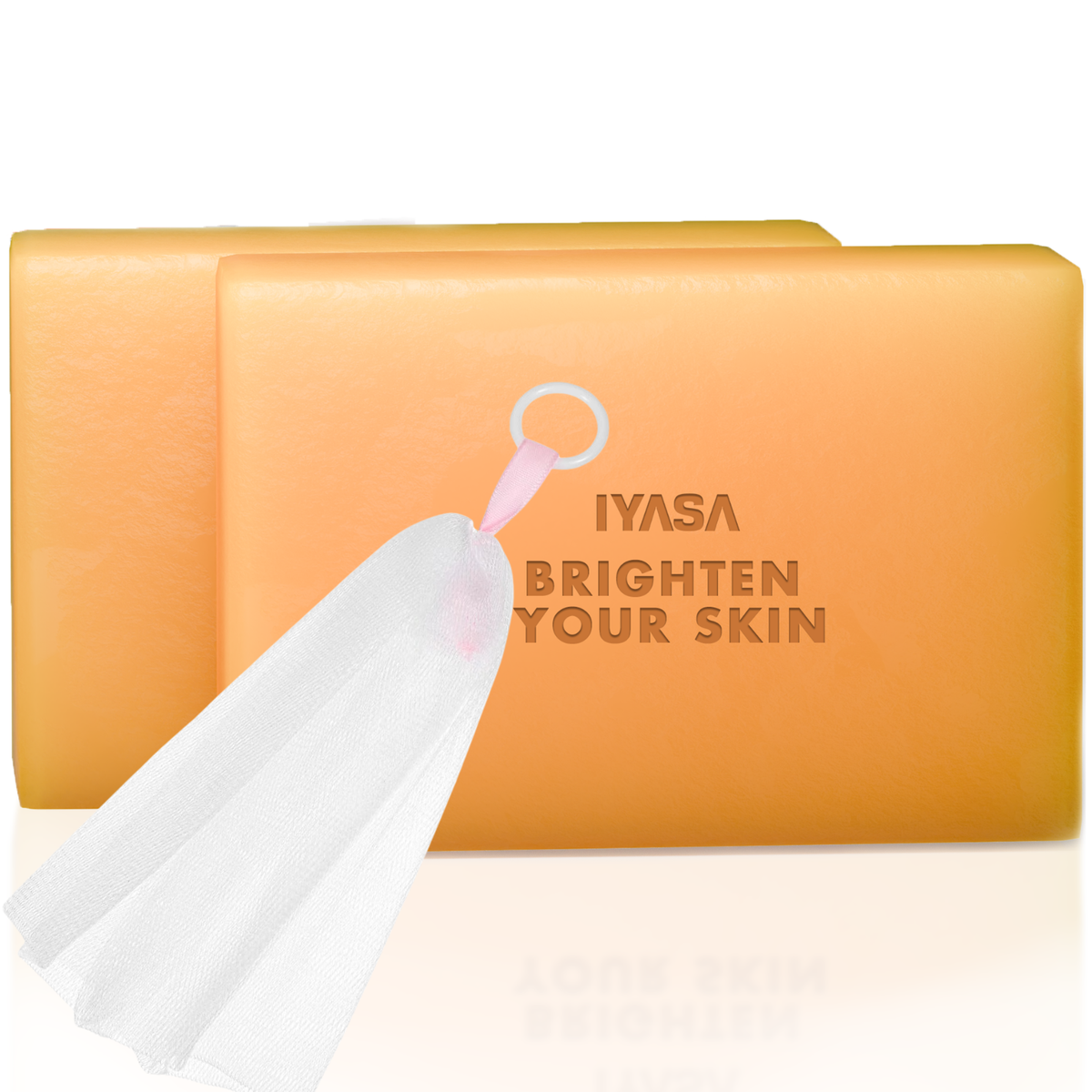 IYASA Kojic Acid and Turmeric Soap - two bars with foaming net