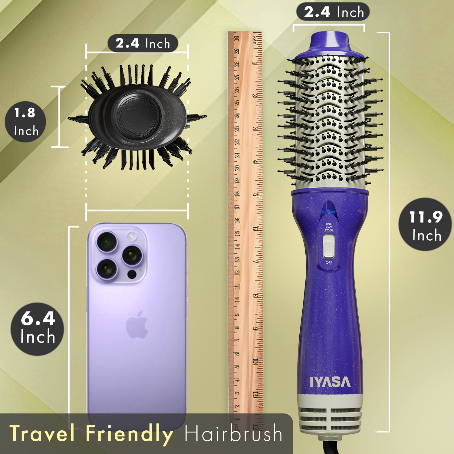 Blowout Hot Air Hair Dryer Brush - Violet & Gold